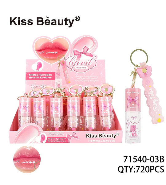 Aceite Labial Hidratante Kiss Bèauty 'Magic Color' con Llavero