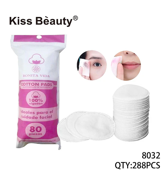 Discos de Algodón 100% Puro para Cuidado Facial Kiss Bèauty