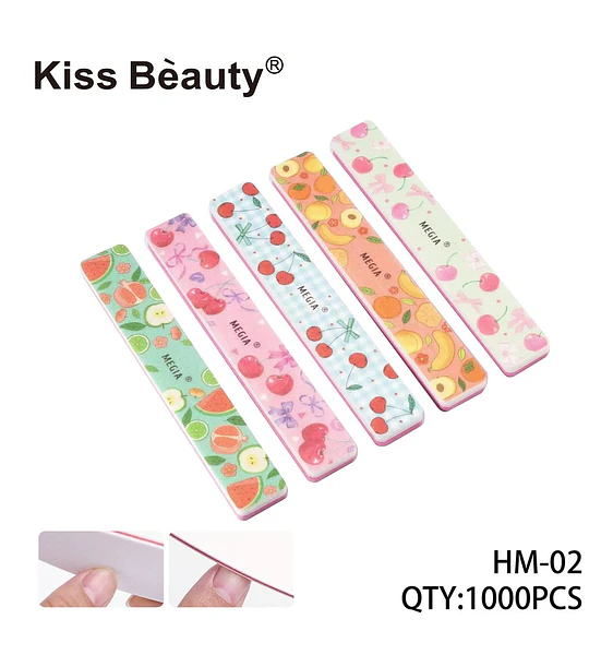 Set de Limas de Uñas Kiss Beauty con Diseños Variados de Frutas