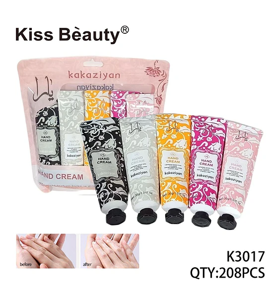 Set de 5 Cremas de Manos Hidratantes Kiss Beauty Kakaziyan 30g