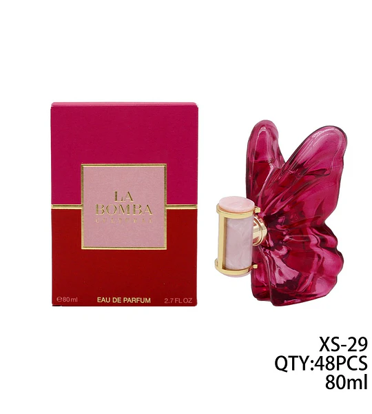 Perfume La Bomba Eau de Parfum para Mujer con Envase Mariposa Rosa 80ml