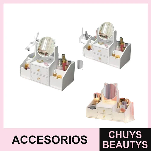Organizador de Madera con Espejo Grande ORGANIZADORES - ORGANIZADORES | Chuys Beautys