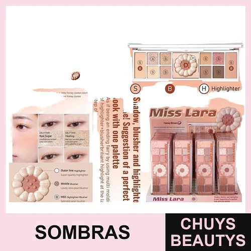 Paleta de Sombras y Iluminadores Rosados y Cafés MISS LARA - MISS LARA | Chuys Beautys
