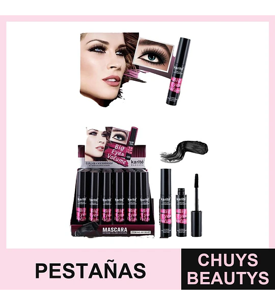 Máscara de Pestañas Volumen KISS BEAUTY con Karité Resistente al Agua
