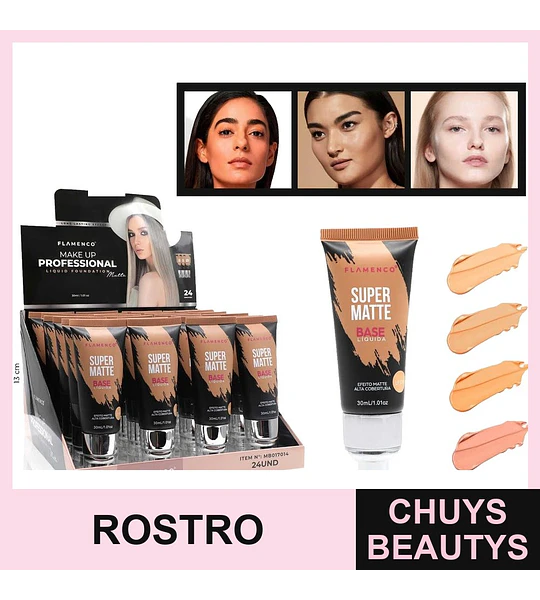 Base Líquida Super Matte Alta Cobertura Flamenco 30 ml