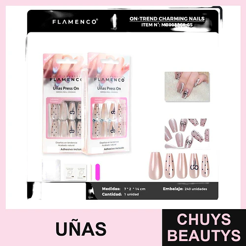 Uñas Press On Flamenco Fáciles de Aplicar - flamenco | Chuys Beautys