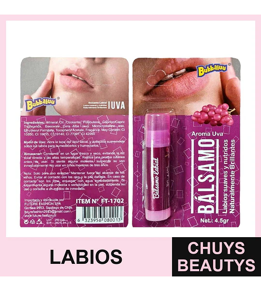 Bálsamo Labial Hidratante BUBBALUU Uva