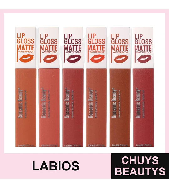 Brillo Labial Mate Waterproof Romantic Beauty Tonos Nude