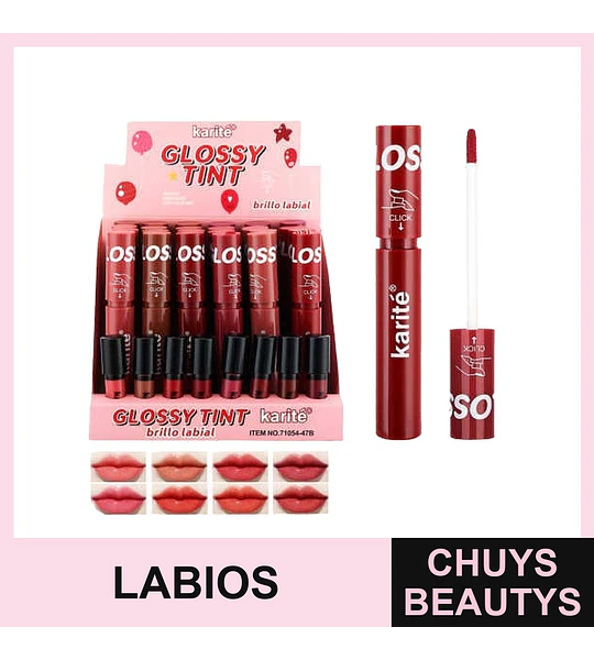 Gloss Labial Waterproof 8 Colores Kiss Beauty