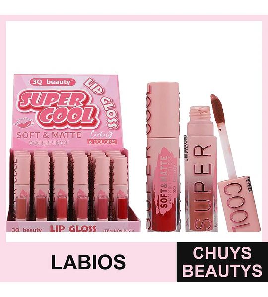 Brillo Labial Mate Kiss Beauty 6 Tonos Vibrantes