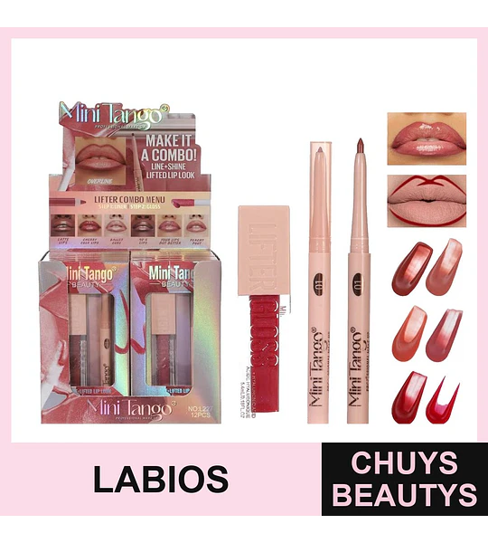Set de labios brillo labial y delineador Kiss Beauty