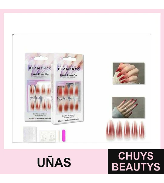 Uñas Press On Hipoalergénicas Flamenco
