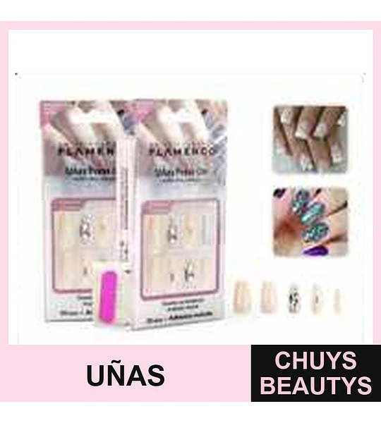 Uñas Press On Flamenco 30 Piezas
