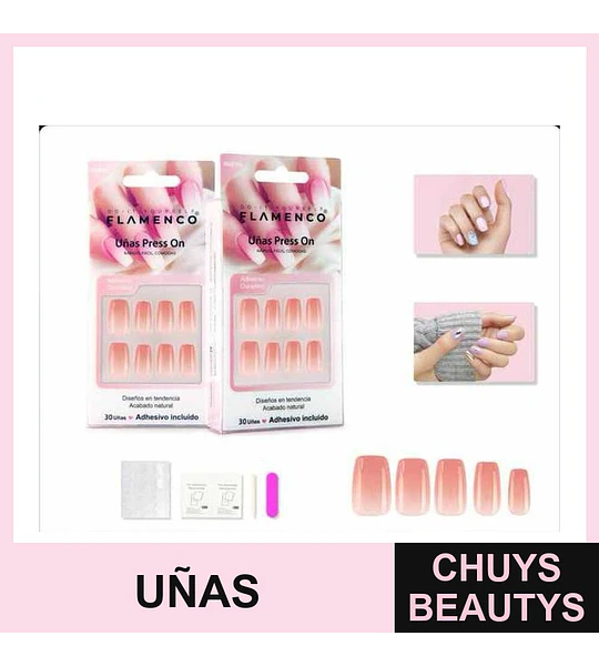 Uñas Press On Hipoalergénicas Flamenco