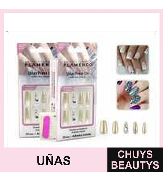 Uñas Press On Flamenco 30 Piezas