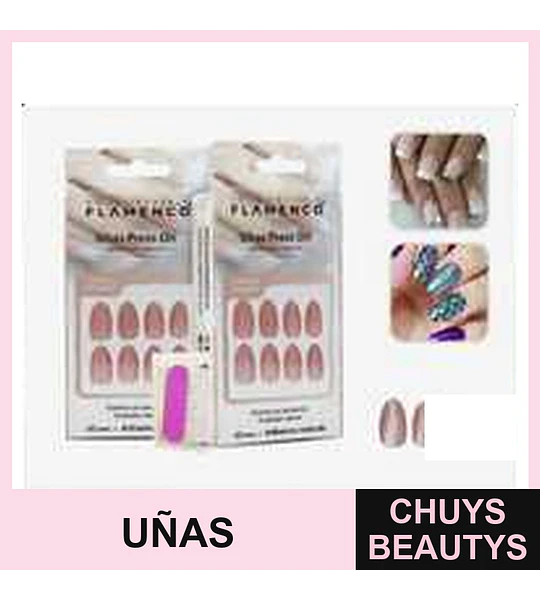 Uñas Press On Flamenco Hipoalergénicas