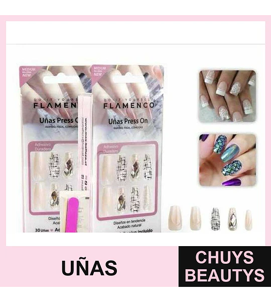 Uñas Press On Hipoalergénicas Flamenco