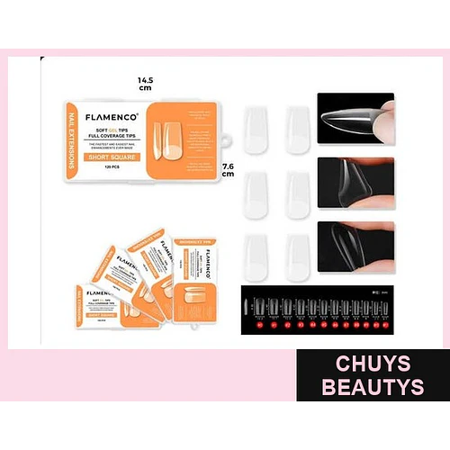 120 Tips gel short Cuadrada - FLAMENCO | Chuys Beautys