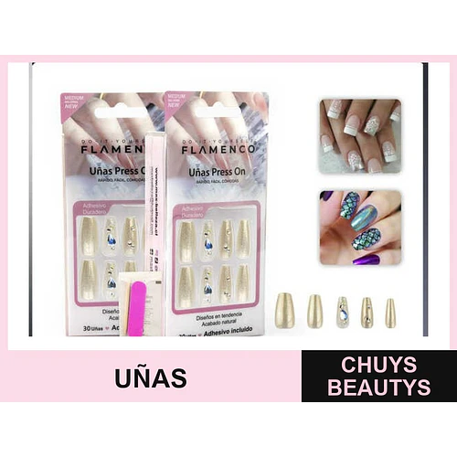 30 piezas de uñas press on - FLAMENCO | Chuys Beautys