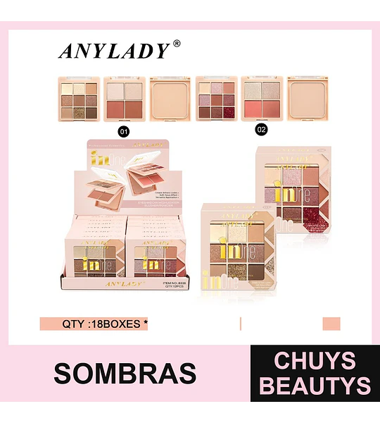 Paleta de Sombras 3 en 1 Chuys Beautys con Rubores e Iluminadores
