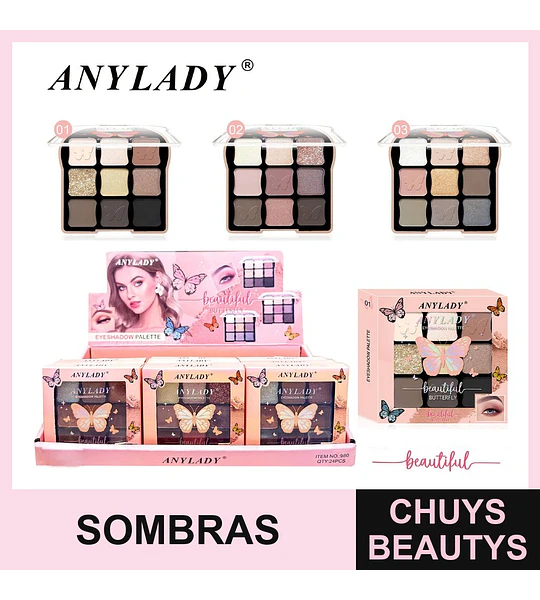 Sombra de Ojos 9 Colores Chuys Beautys - Larga Duración