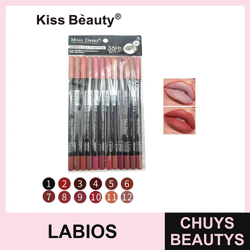 Lápiz delineador de labios mate Chuys Beautys 12 tonos - COSMIVA | Chuys Beautys