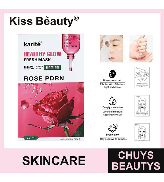 Mascarilla Facial Hidratante Chuys Beautys con Extracto de Rosas