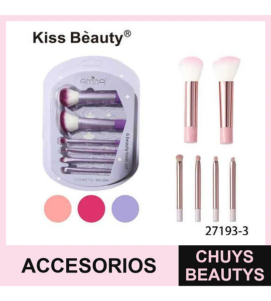 Set de Brochas 6 Pcs Chuys Beautys para Maquillaje Perfecto
