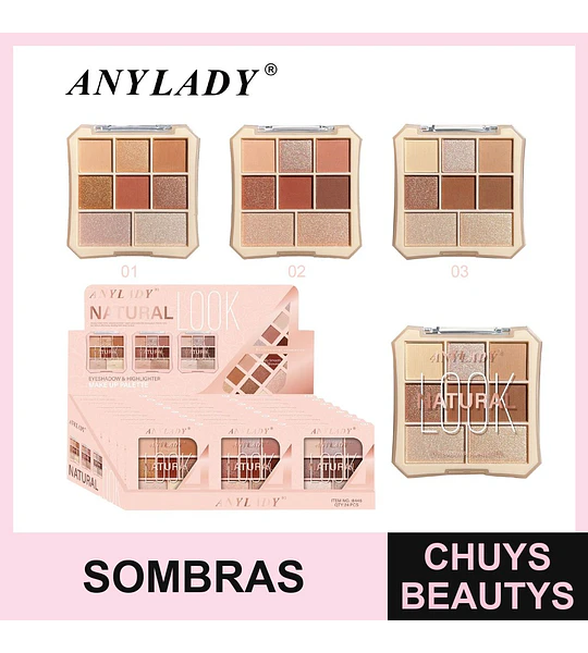 Paleta de Sombras 6 Tonos y 2 Iluminadores Chuys Beautys