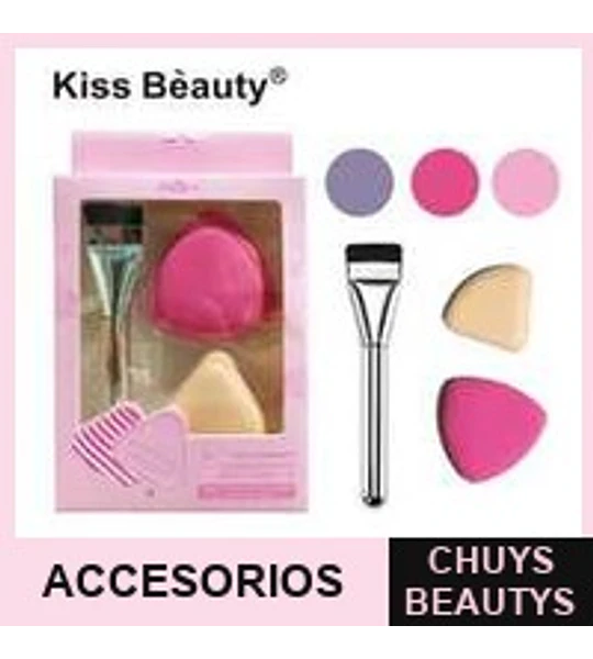Set de Brocha y Esponja Maquillaje 3 Pcs Chuys Beautys