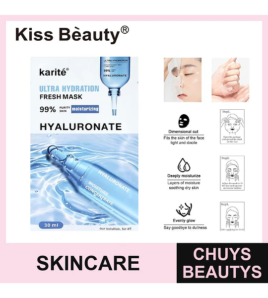 Mascarilla Facial Hidratante Ácido Hialurónico Chuys Beautys