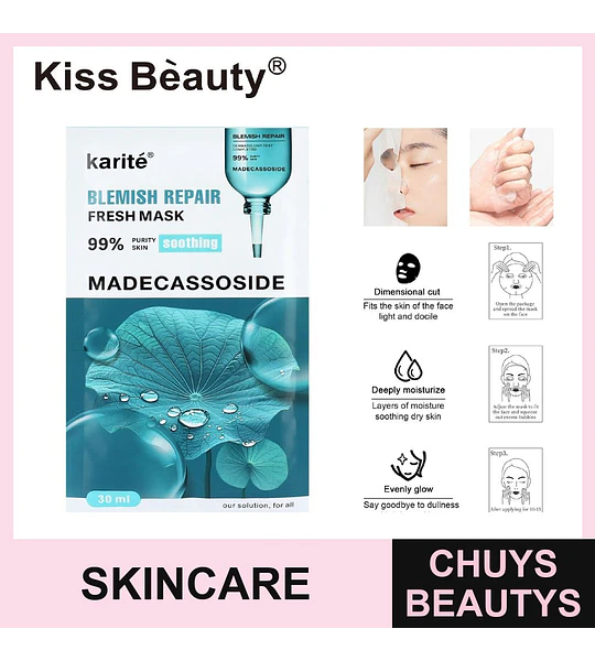 Mascarilla Facial Centella Asiática Chuys Beautys - Purifica y Revitaliza