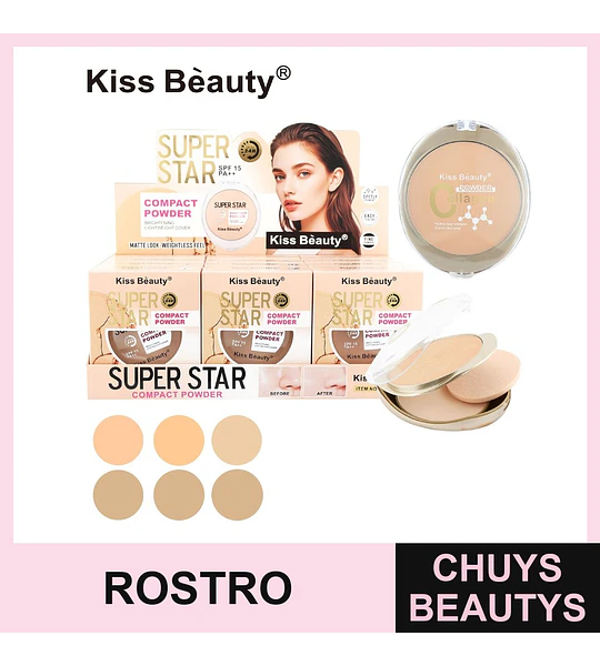Polvo Compacto Colágeno Chuys Beautys - Base de Maquillaje Hidratante