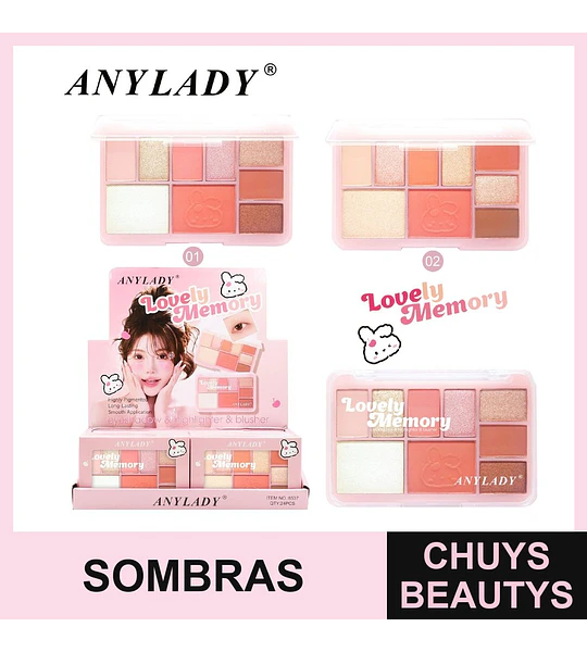 Set de Sombras + Iluminador + Rubor - Chuys Beautys