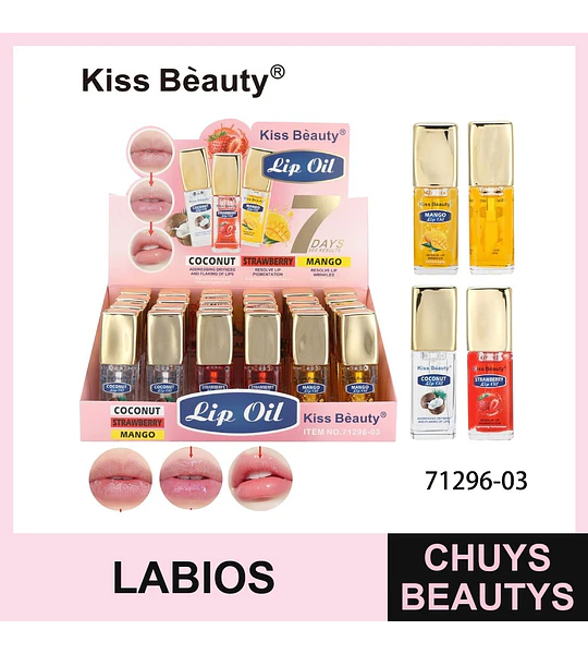 ¡Labios hidratados y radiantes con el Lip Oil Aceite Labial 30% de Chuys Beautys!