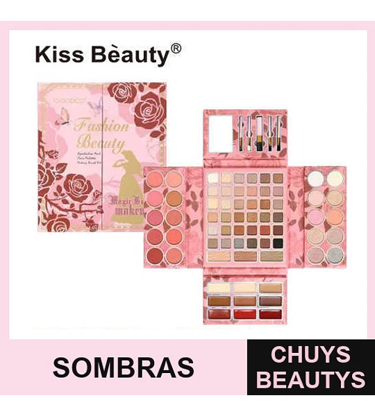 Paleta de sombras y contorno con iluminador y brochas - Chuys Beautys