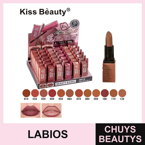 Labial en Barra + Delineador de Labios 6 Tonos | Chuys Beautys - COSMIVA | Chuys Beautys