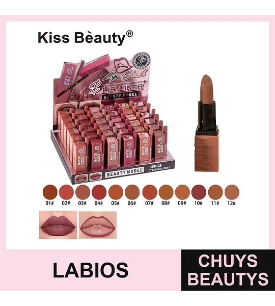 Labial en Barra + Delineador de Labios 6 Tonos | Chuys Beautys