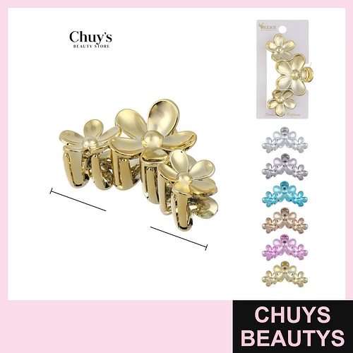 Gatchet grande floral dorado - Chuys Beautys | Chuys Beautys