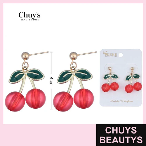 Pendientes Metálicos con Cereza 4cm - Chuys Beautys | Chuys Beautys