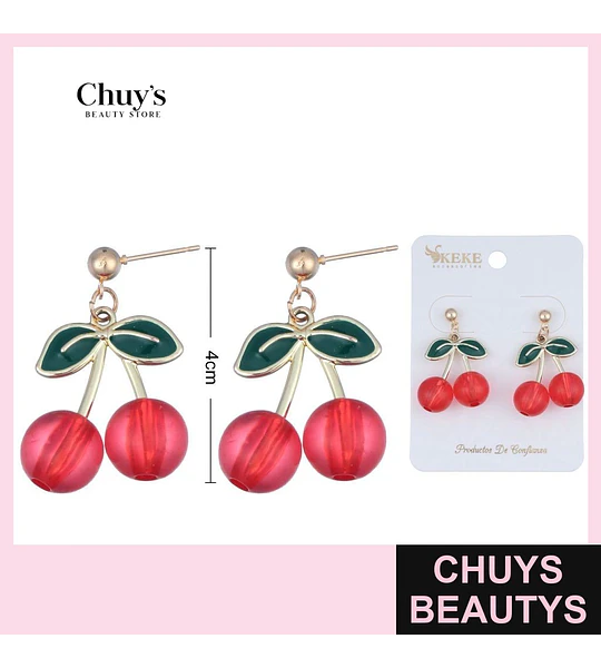 Pendientes Metálicos con Cereza 4cm