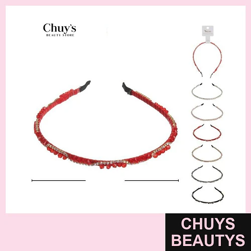 Cintillo con Piedrería Rojo - Chuys Beautys | Chuys Beautys