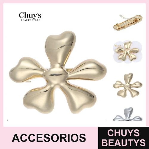 Pinza Dorada Floral 7cm - Chuys Beautys | Chuys Beautys