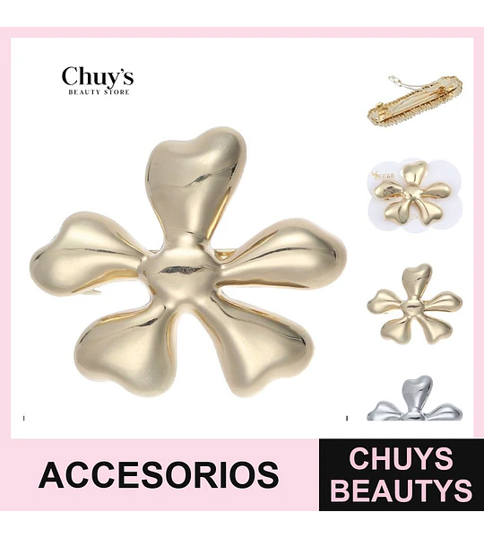 Pinza Dorada Floral 7cm
