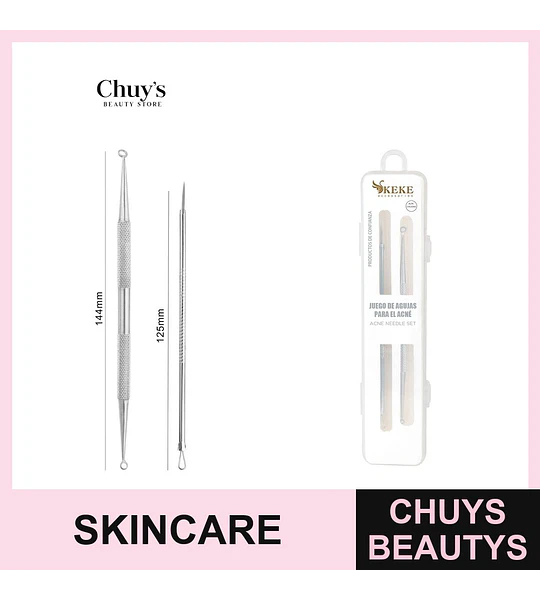 Set Palillos Limpieza Facial Acero Inoxidable 2PCS