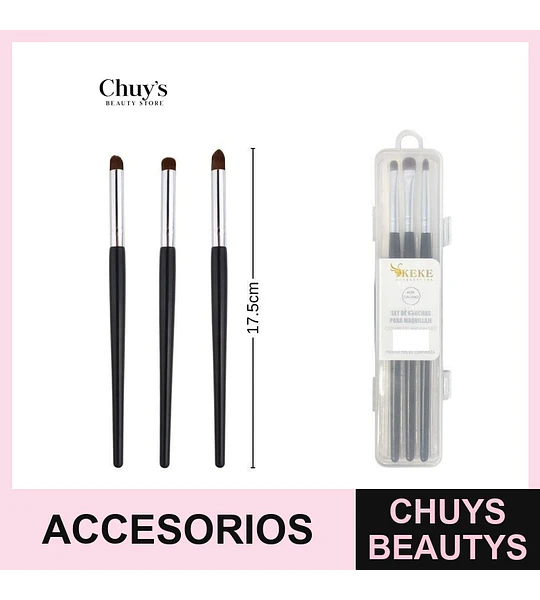 Set de Brochas de Maquillaje 3 Piezas