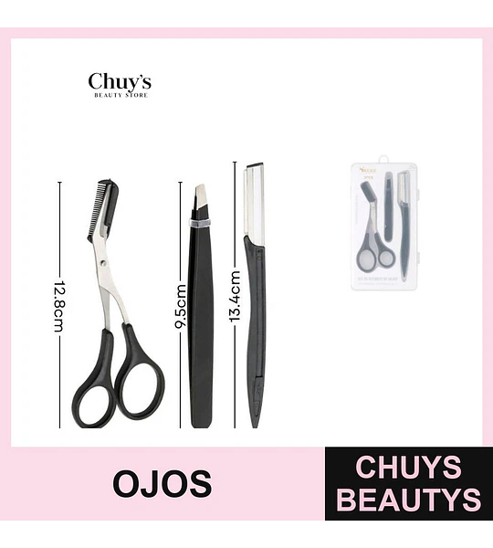 Set de Cejas Acero Inoxidable 3Pcs