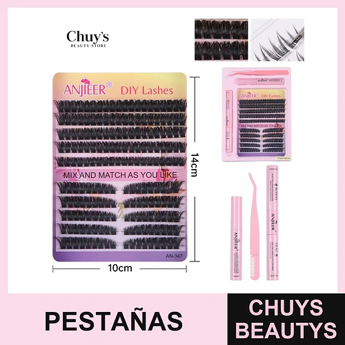Set de pestañas postizas por punto con pegamento, cepillo y pinzas - Chuys Beautys | Chuys Beautys