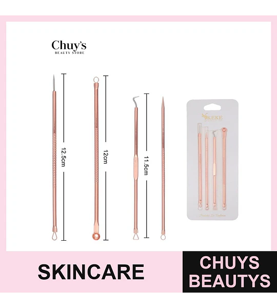Palillos limpieza facial de acero inoxidable 12cm 4pcs