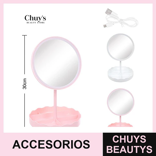 Espejo Joyero Redondo con Luz 30cm - Chuys Beautys | Chuys Beautys